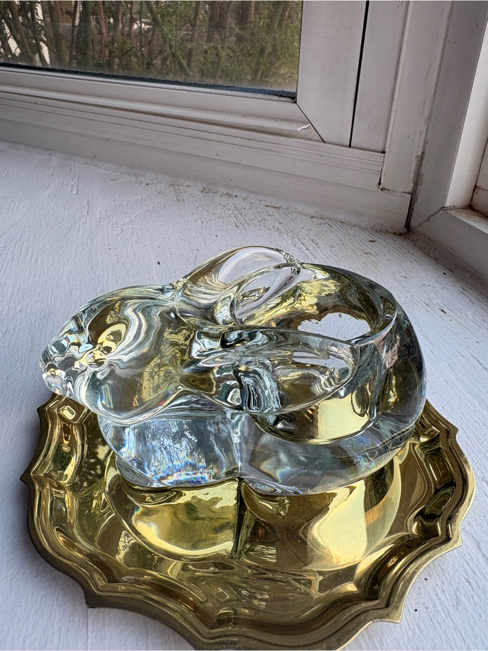 Clear Glass Bunny candle holder